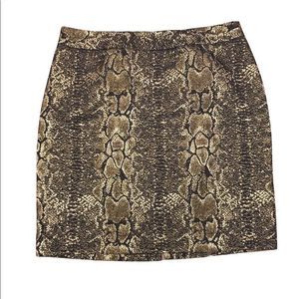 Nwot Metallic Python Snake Print Pencil Skirt Size 6